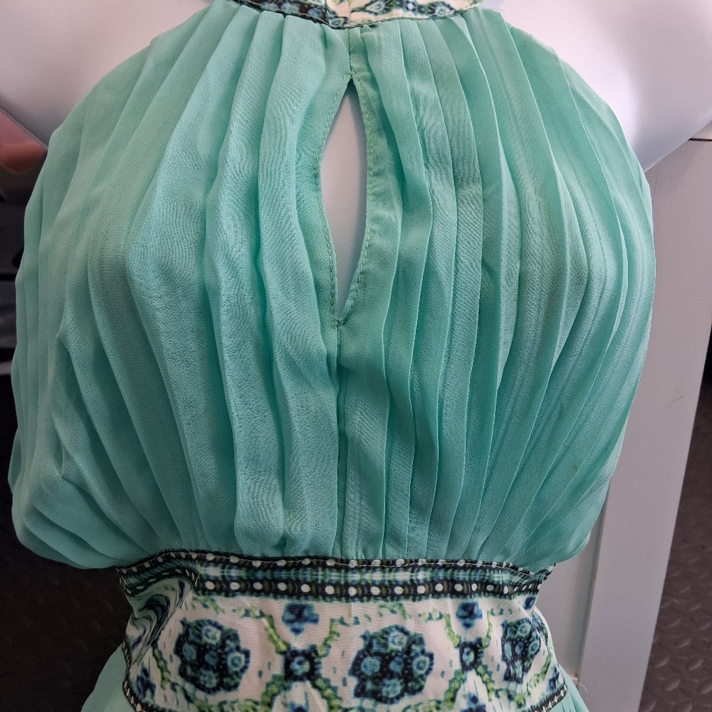 Elegant Aqua Halter Backless Prom Formal Bridal Summer Maxi Pastel Dress Small - Picture 4 of 13